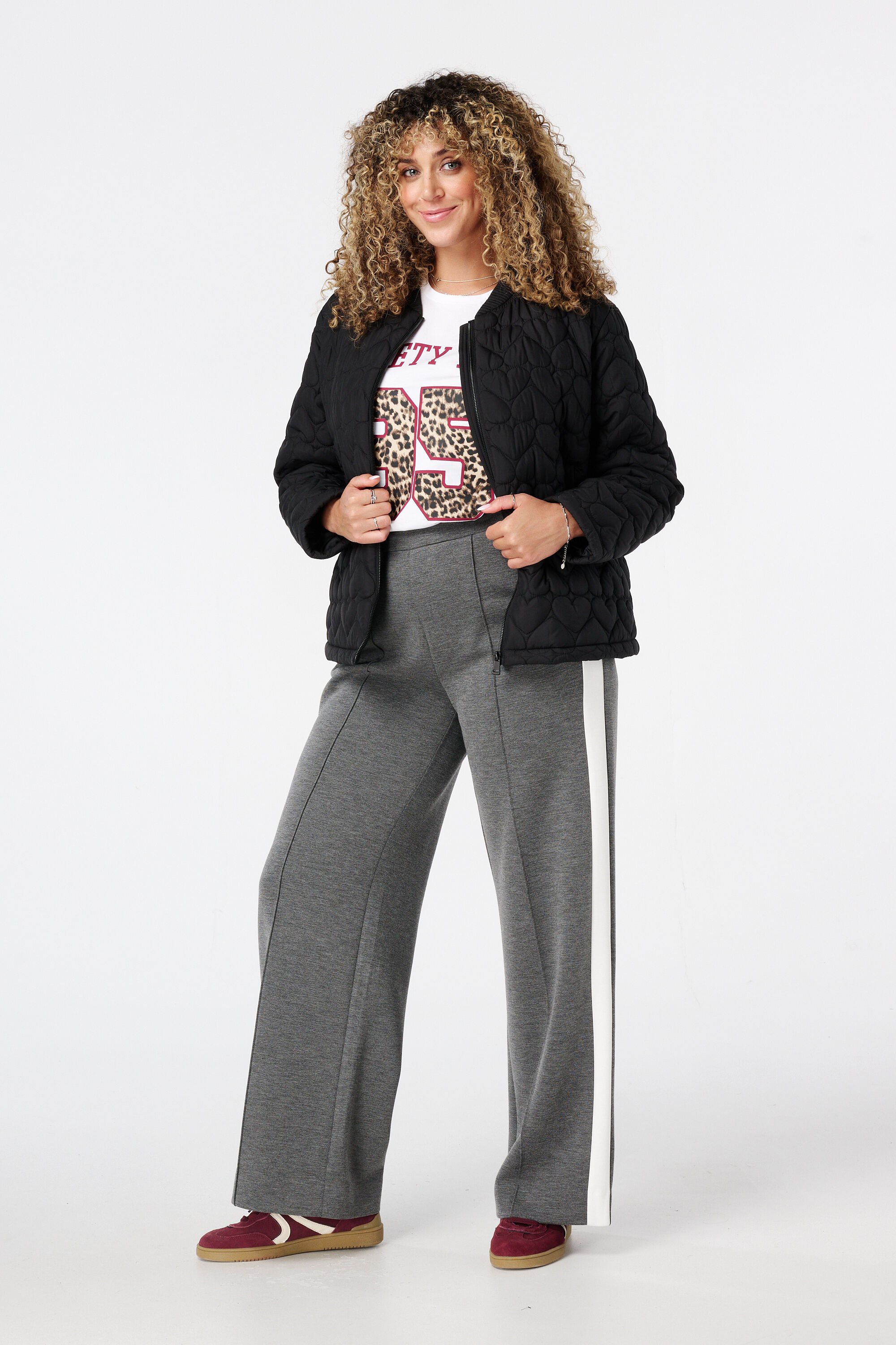 Wijde pantalon met contraststreep