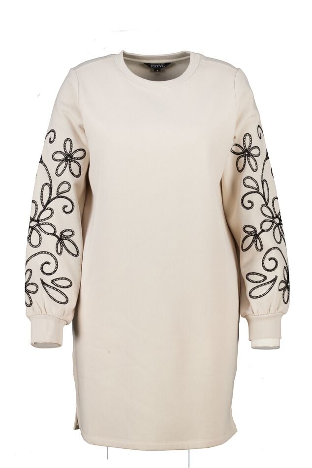 Sweater dress met broderie details image number 1