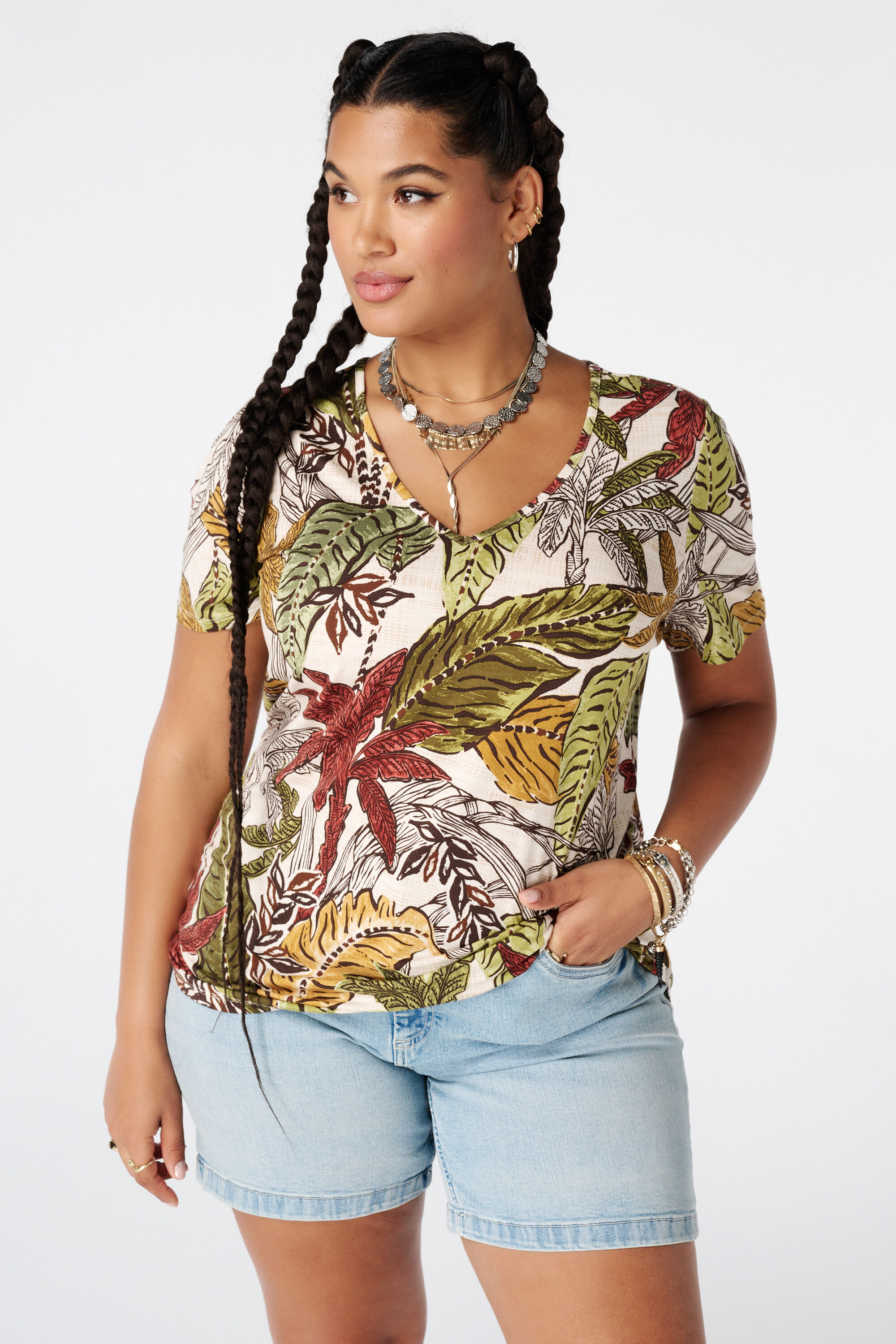 Top met print en V hals