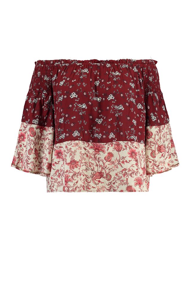Off-shoulder blouse met printopdruk image number 2