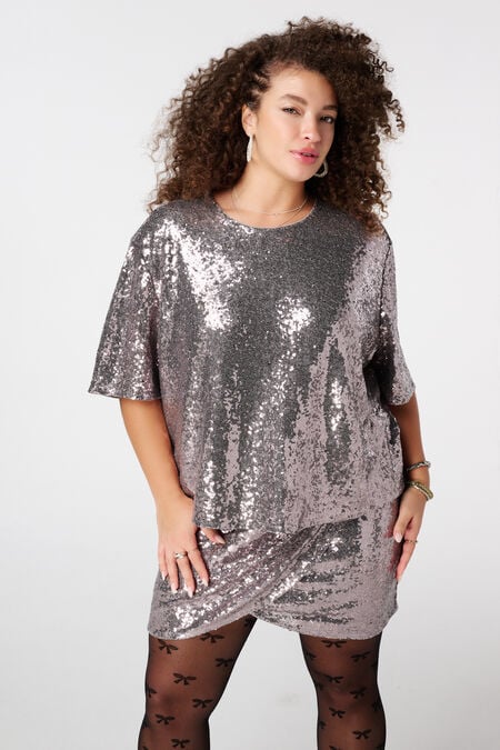 Pailletten top met korte mouwen Pailletten top met korte mouwen