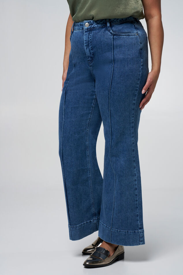 Flared leg jeans met siernaad image 6