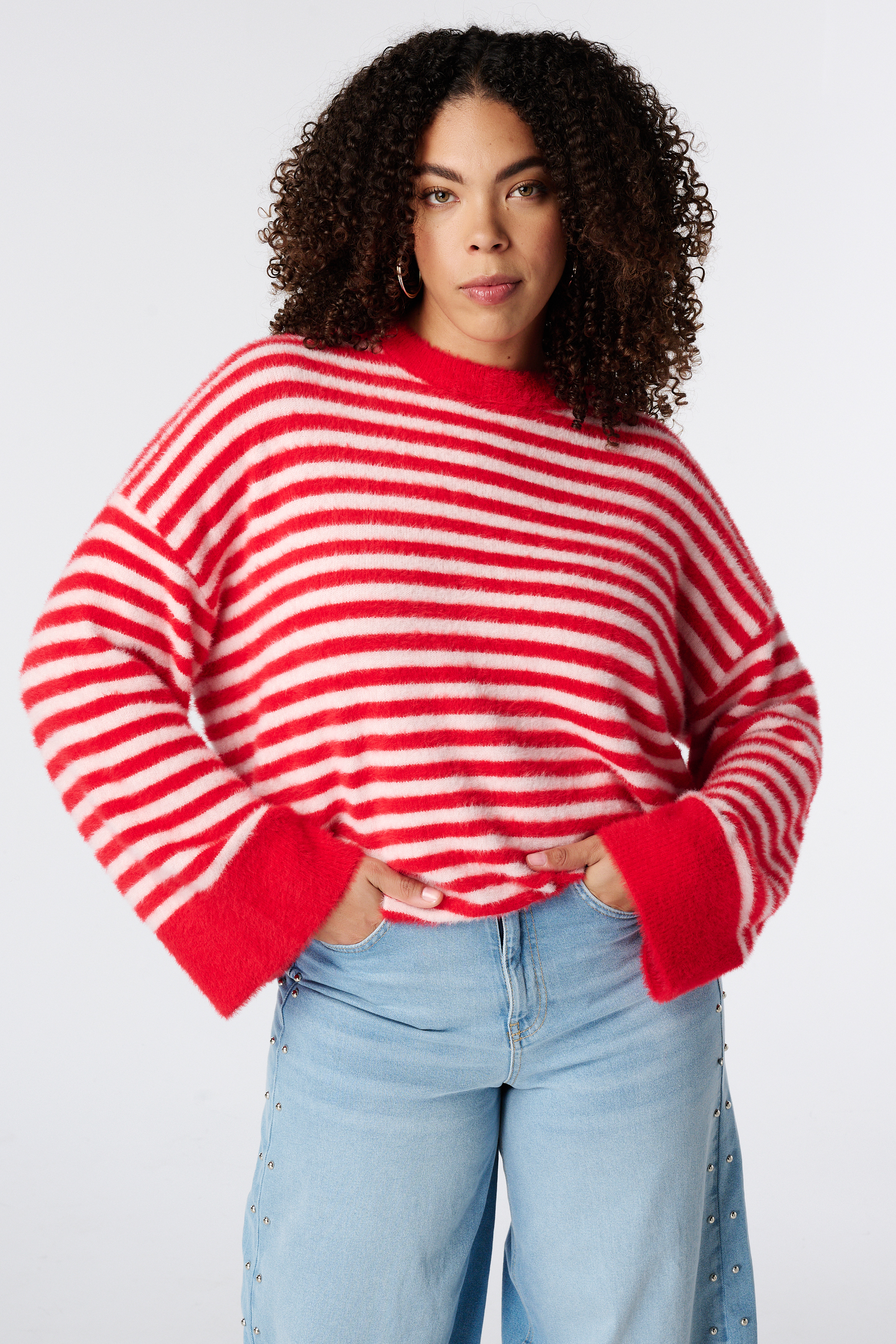 MS Mode Pull rayé Multi Rouge