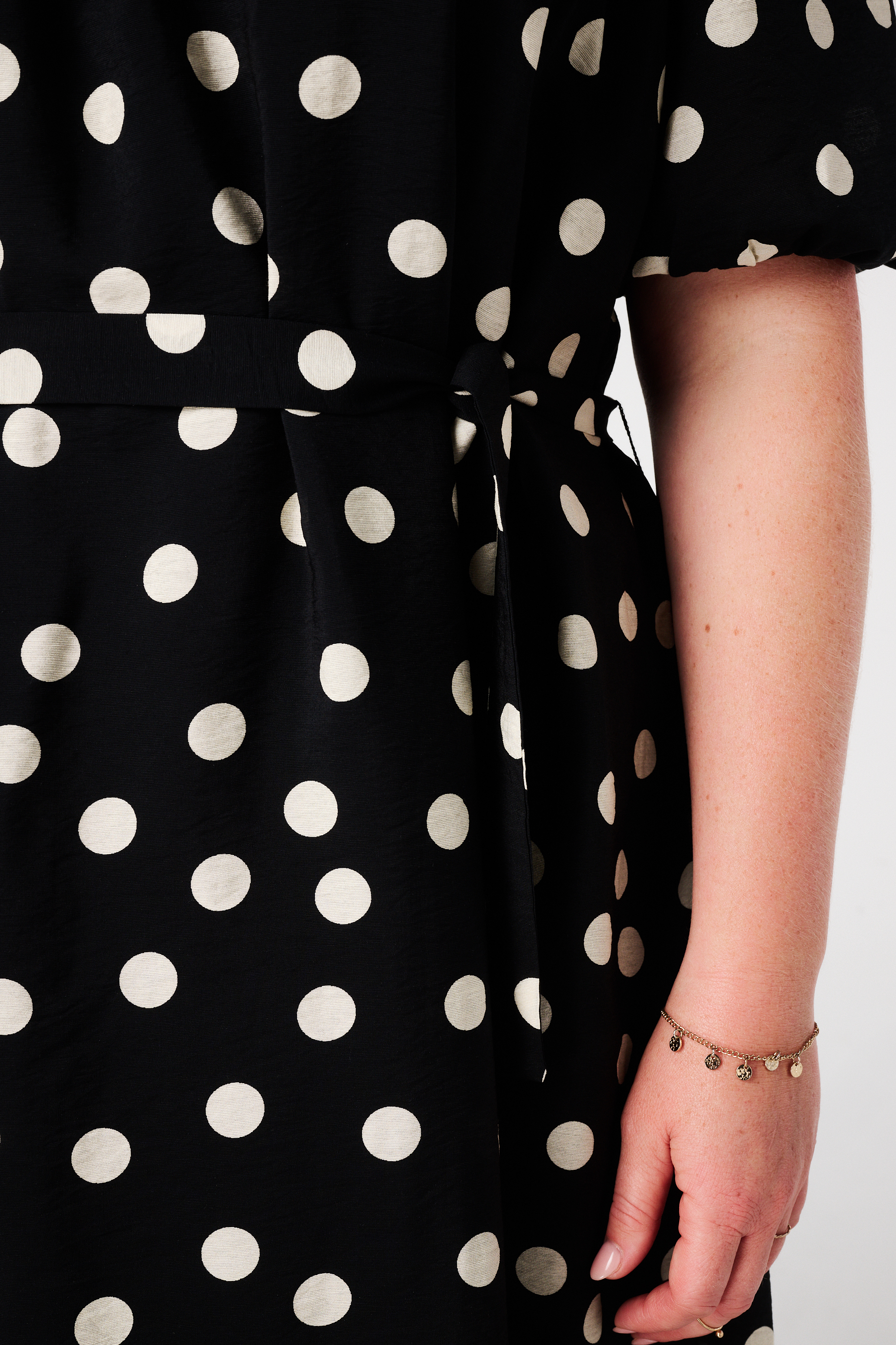 Dames Midi jurk met stippen Multi zwart-wit MS Mode