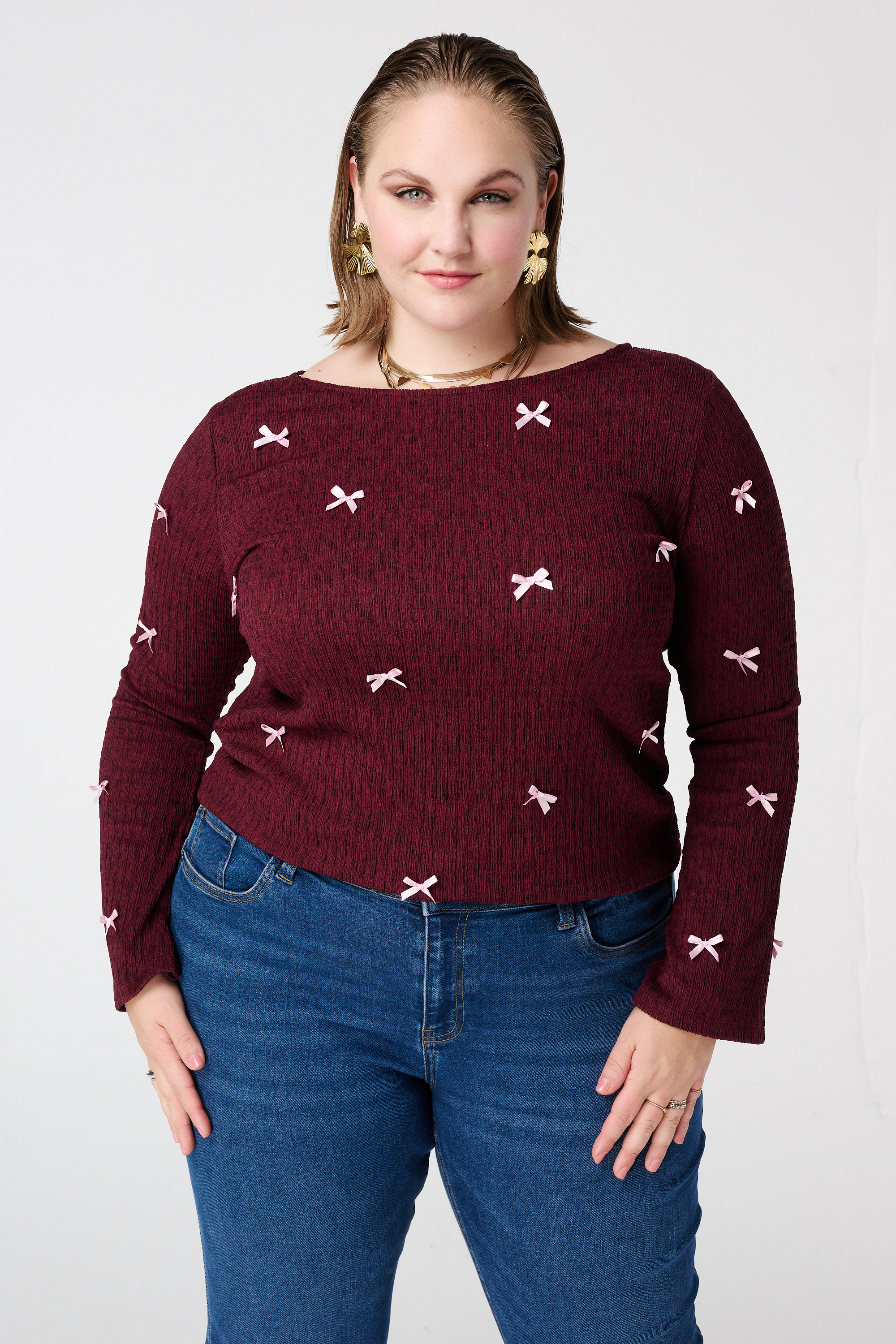 Dames Top met strikdetails Licht mint | MS Mode