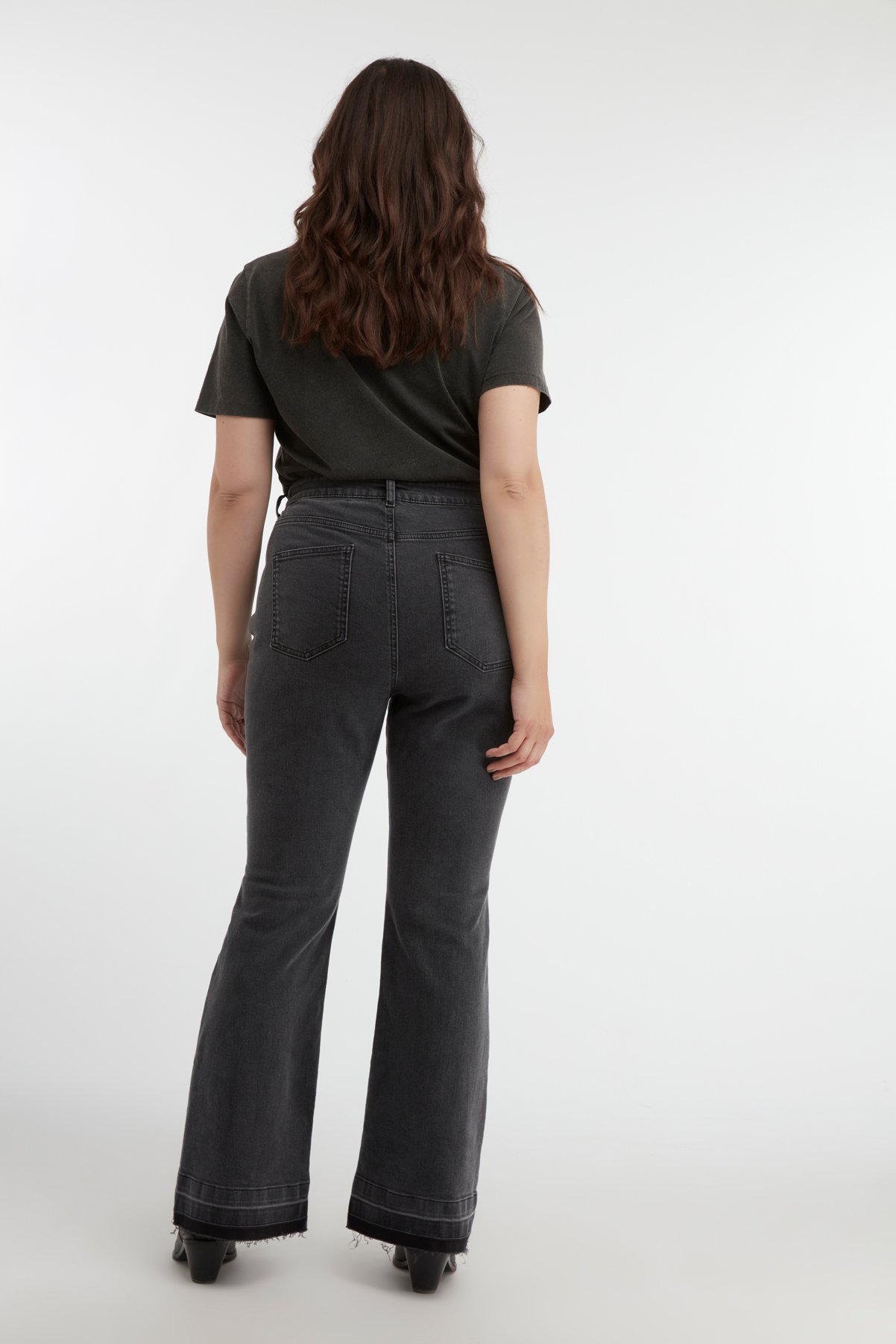 Midden grijs Flared high waist jeans bij MS Mode®