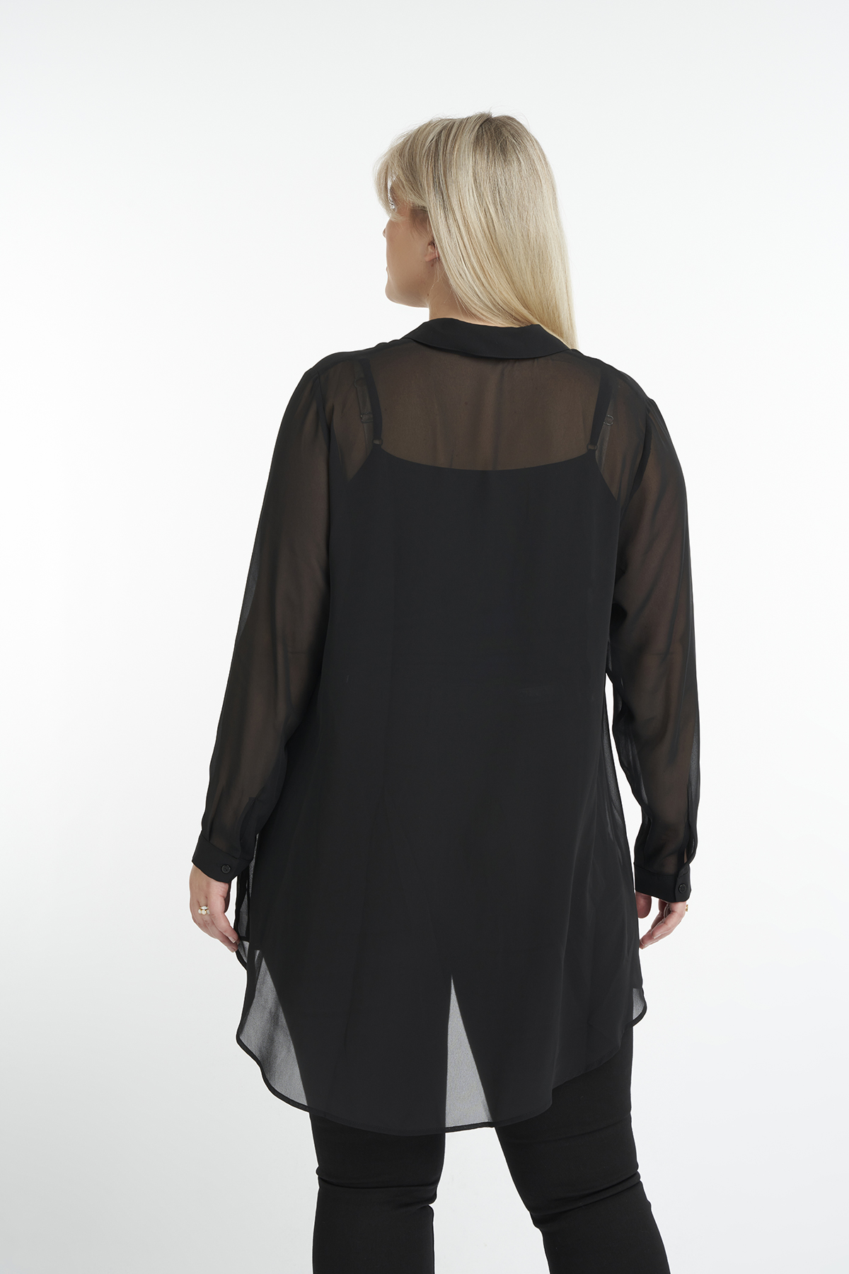 Otto Kern Transparante blouse zwart casual uitstraling Mode Blouses Transparante blousen 