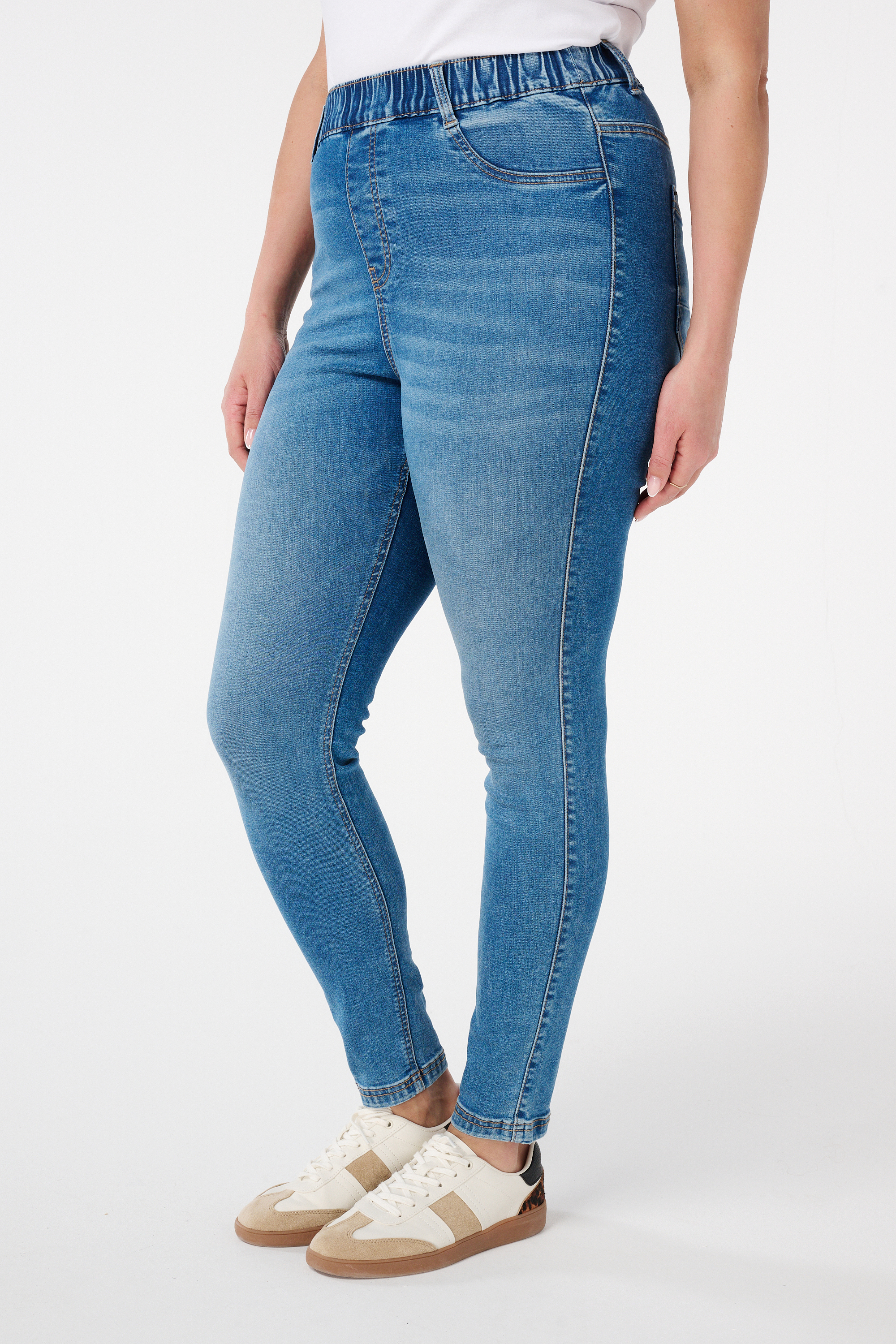 Dames Skinny leg tregging 30 Stonewash Denim MS Mode