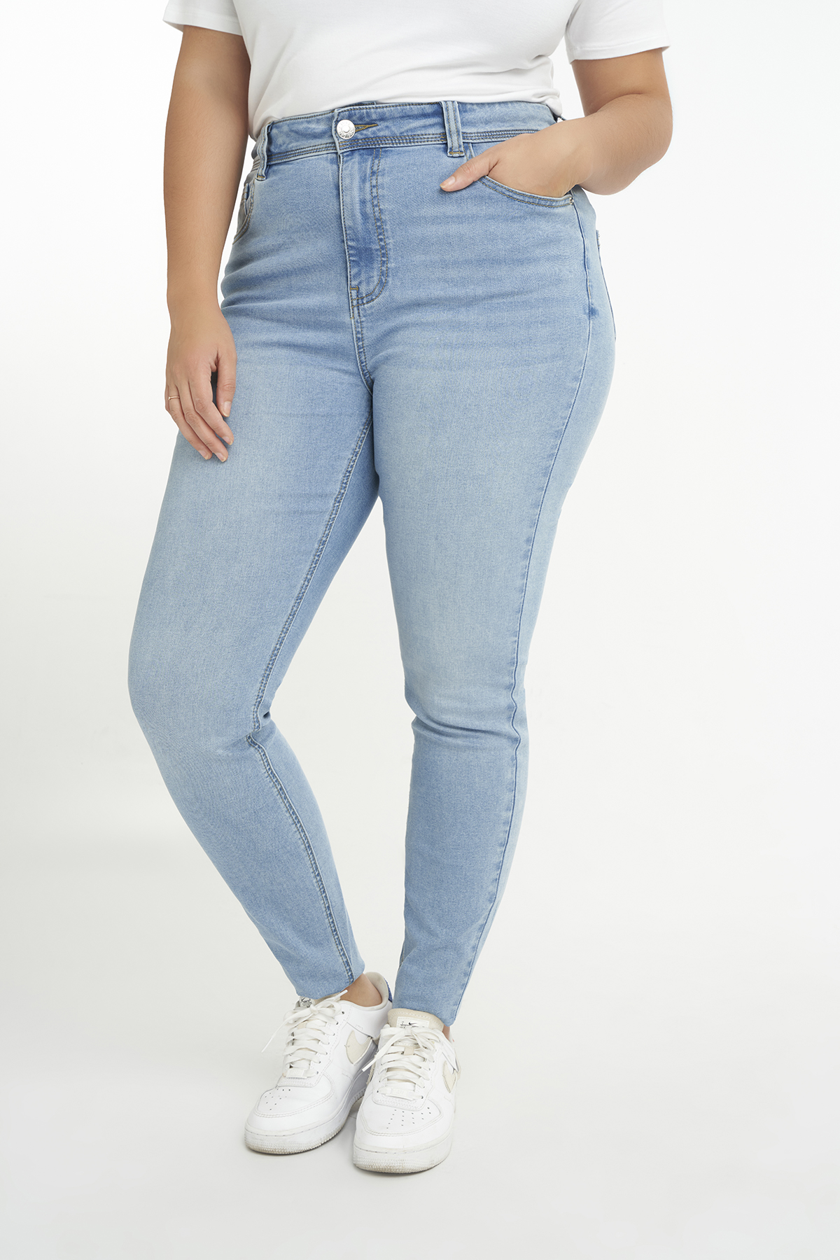 Dames Skinny Leg High Waist Jeans Cherry Bij Ms Mode®