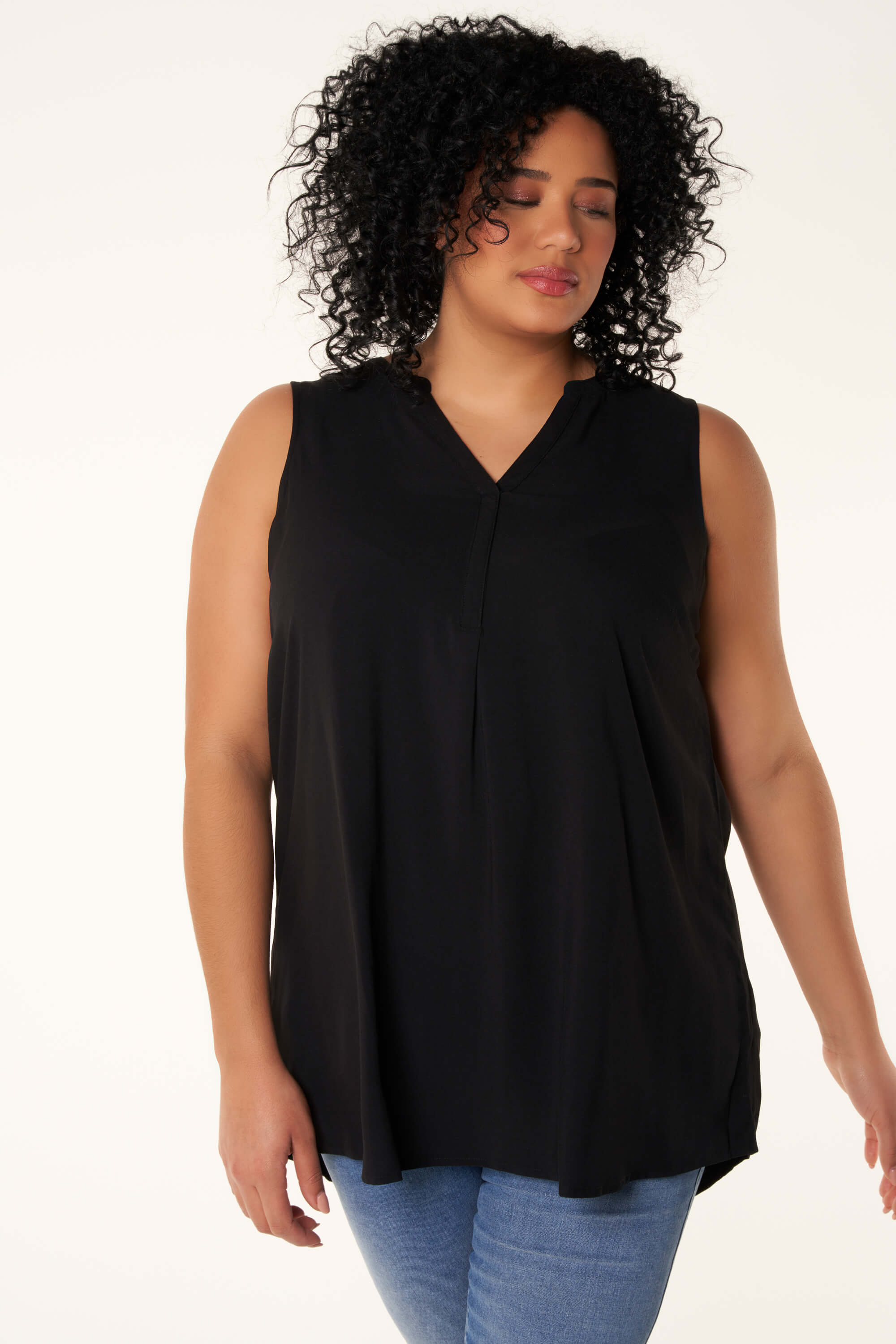 Zwarte sales mouwloze blouse