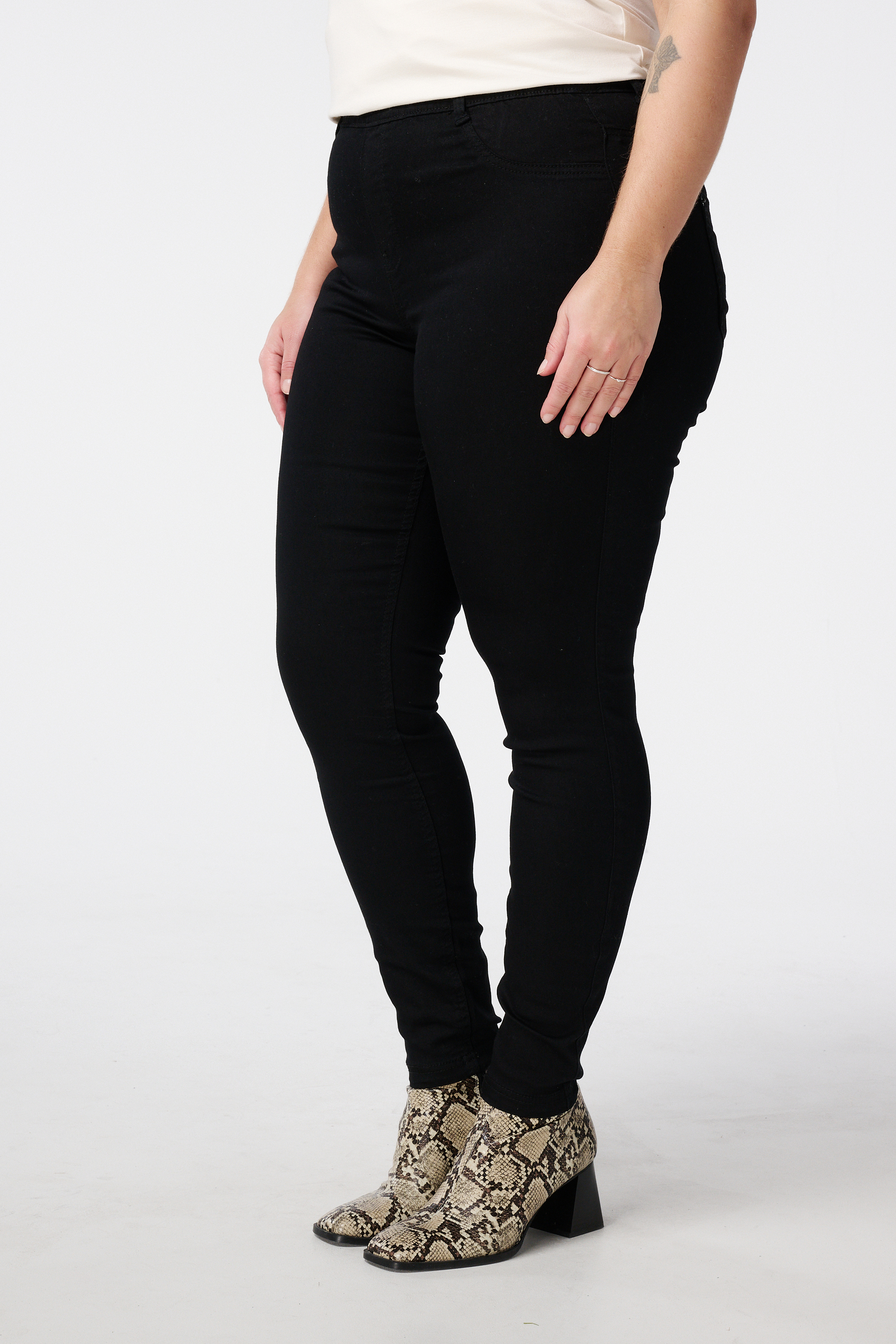 Dames Tregging met denim look Zwart MS Mode