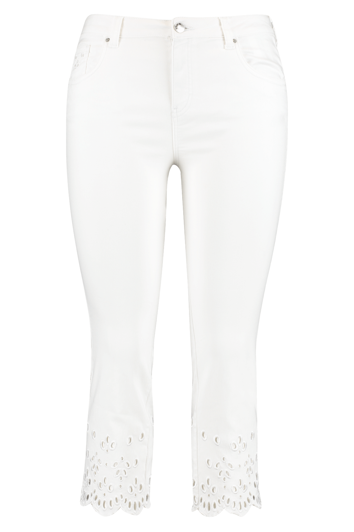 Slim leg jeans met broderie anglaise image number null