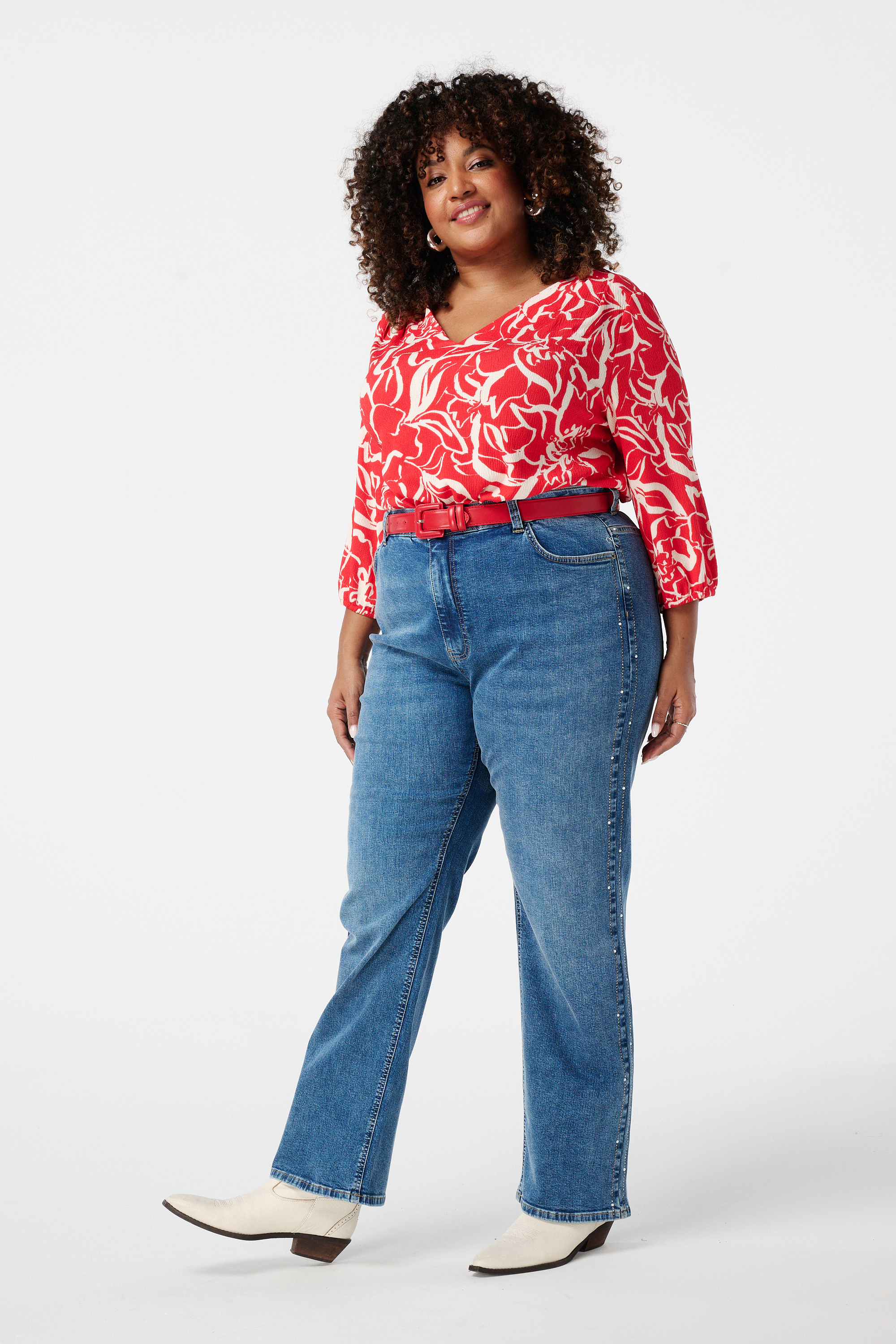Dames Straight leg jeans met steentjes | MS Mode