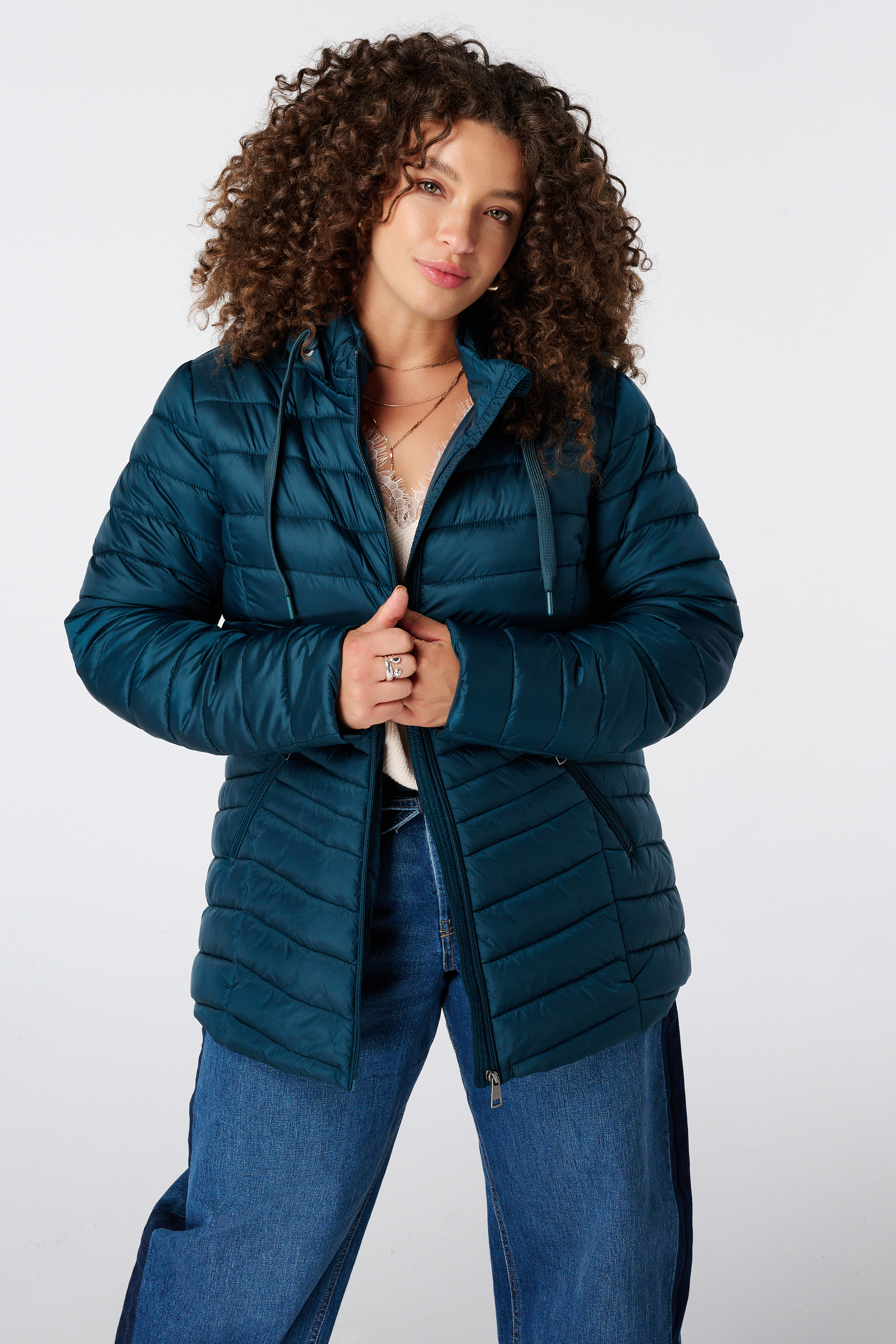 MS Mode Veste légèrement matelassée Turquoise