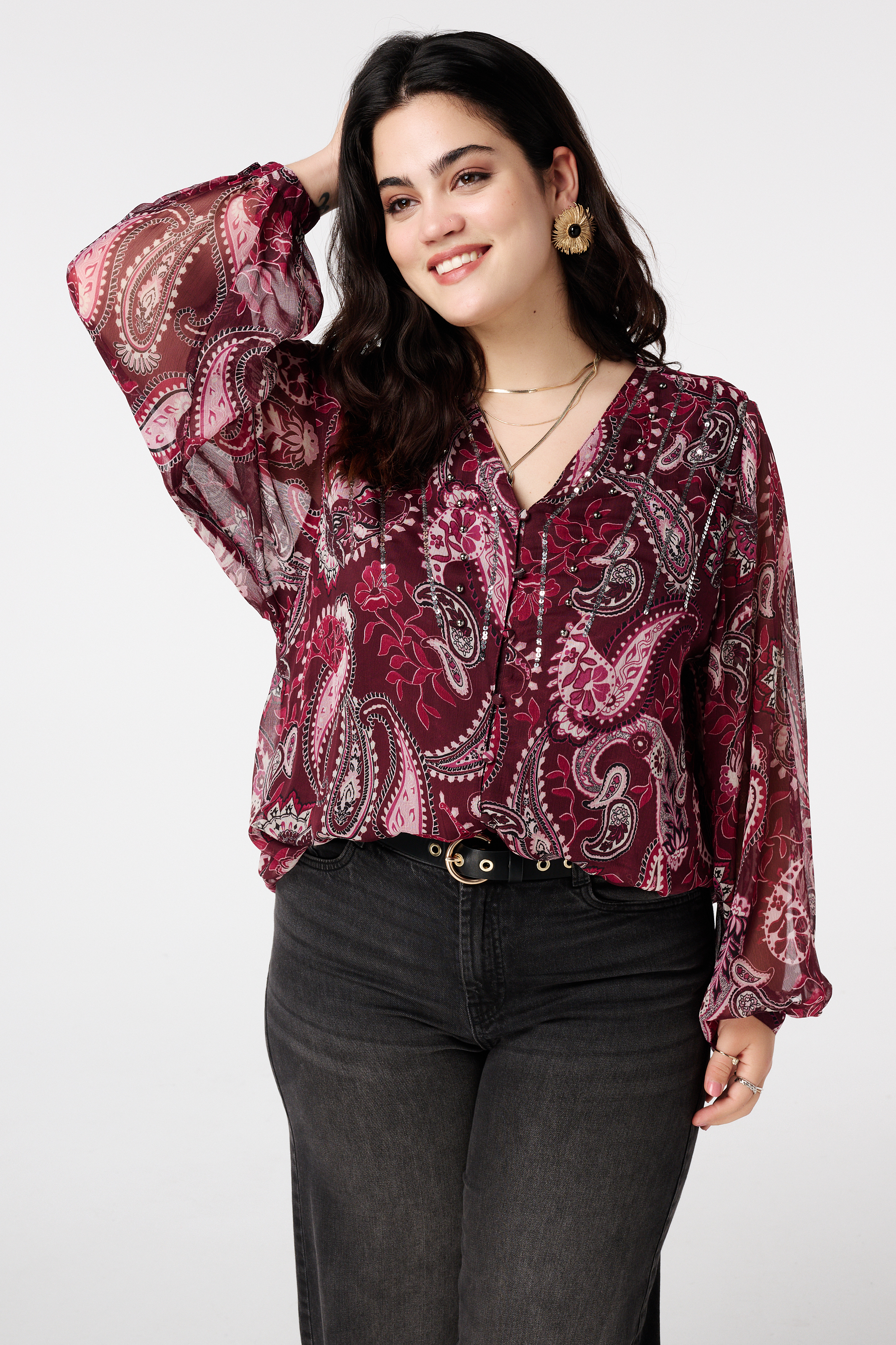 Dames Sheer blouse met paisley print | MS Mode