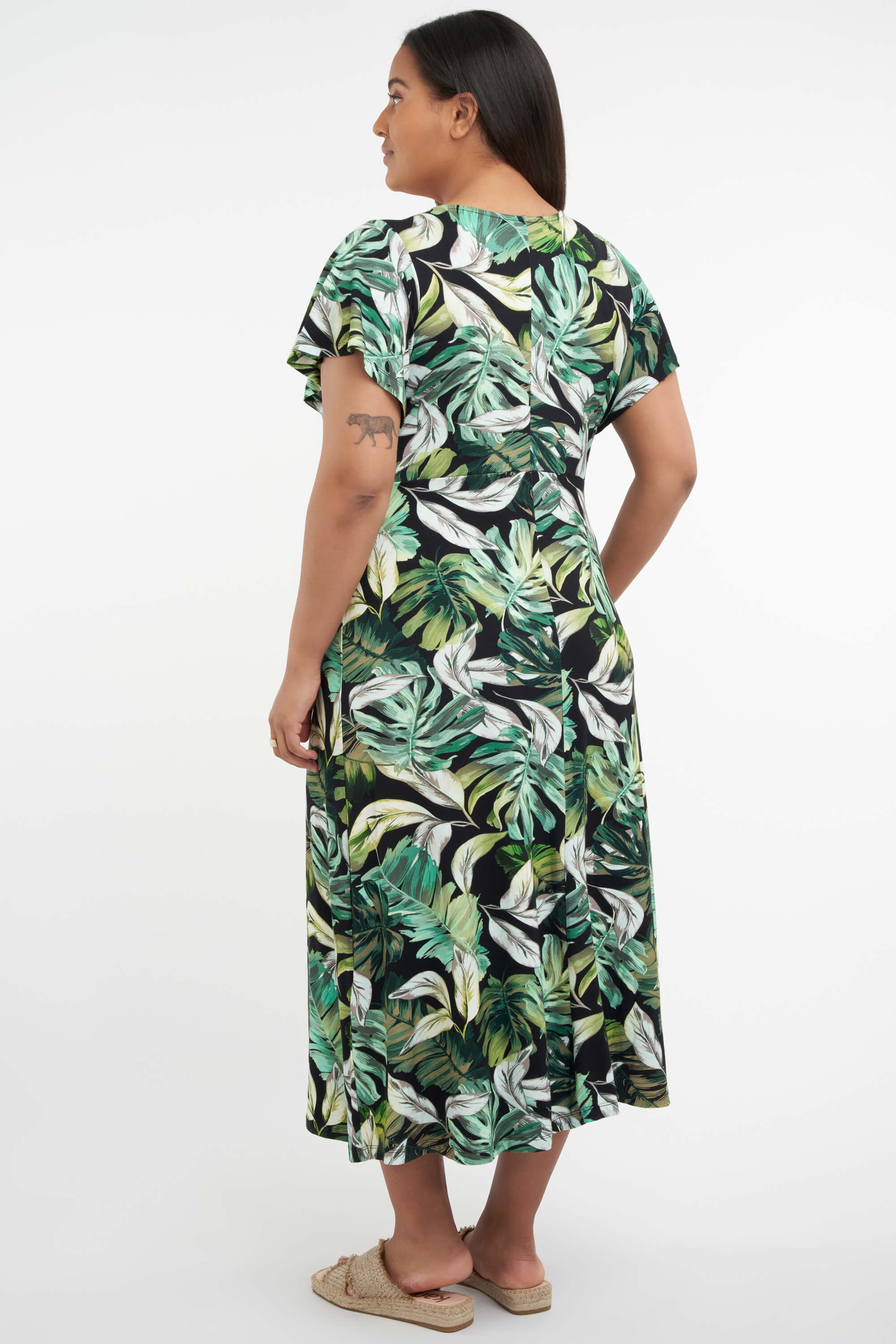 Lange jurk met bladerprint image number null