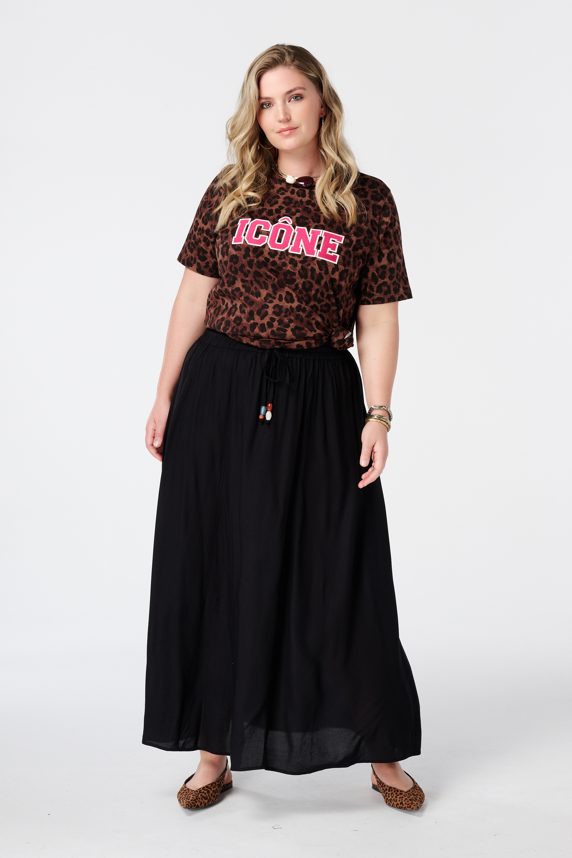 MS Mode Jupe maxi avec taille élastique Noir