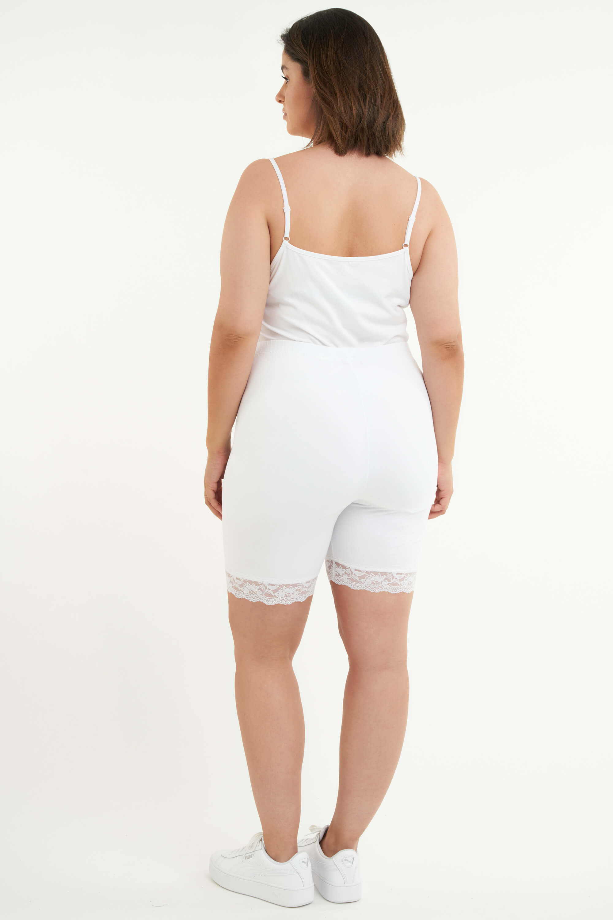 Landgoed Doe voorzichtig Goed opgeleid Dames Korte legging met kant Wit bij MS Mode®