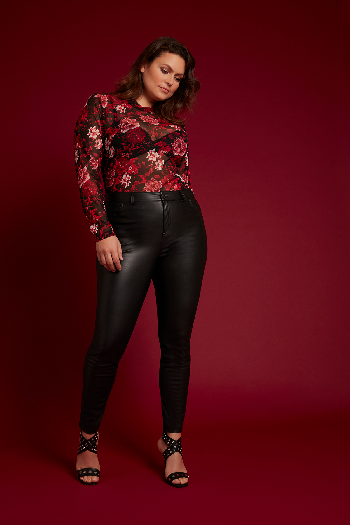 Imitatieleren slim leg broek bij MS Mode®