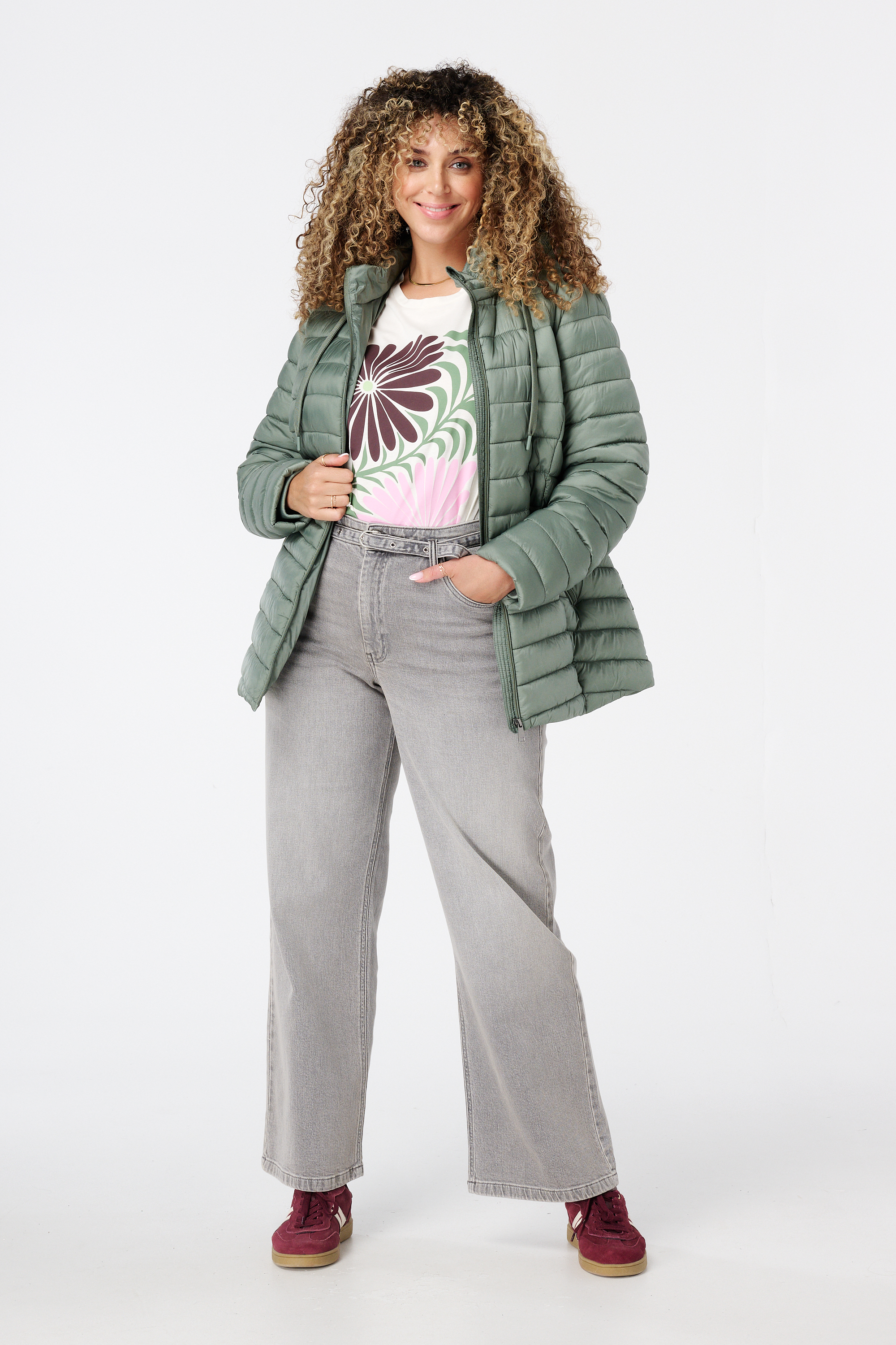 Dames Licht gewatteerde jas Mint | MS Mode