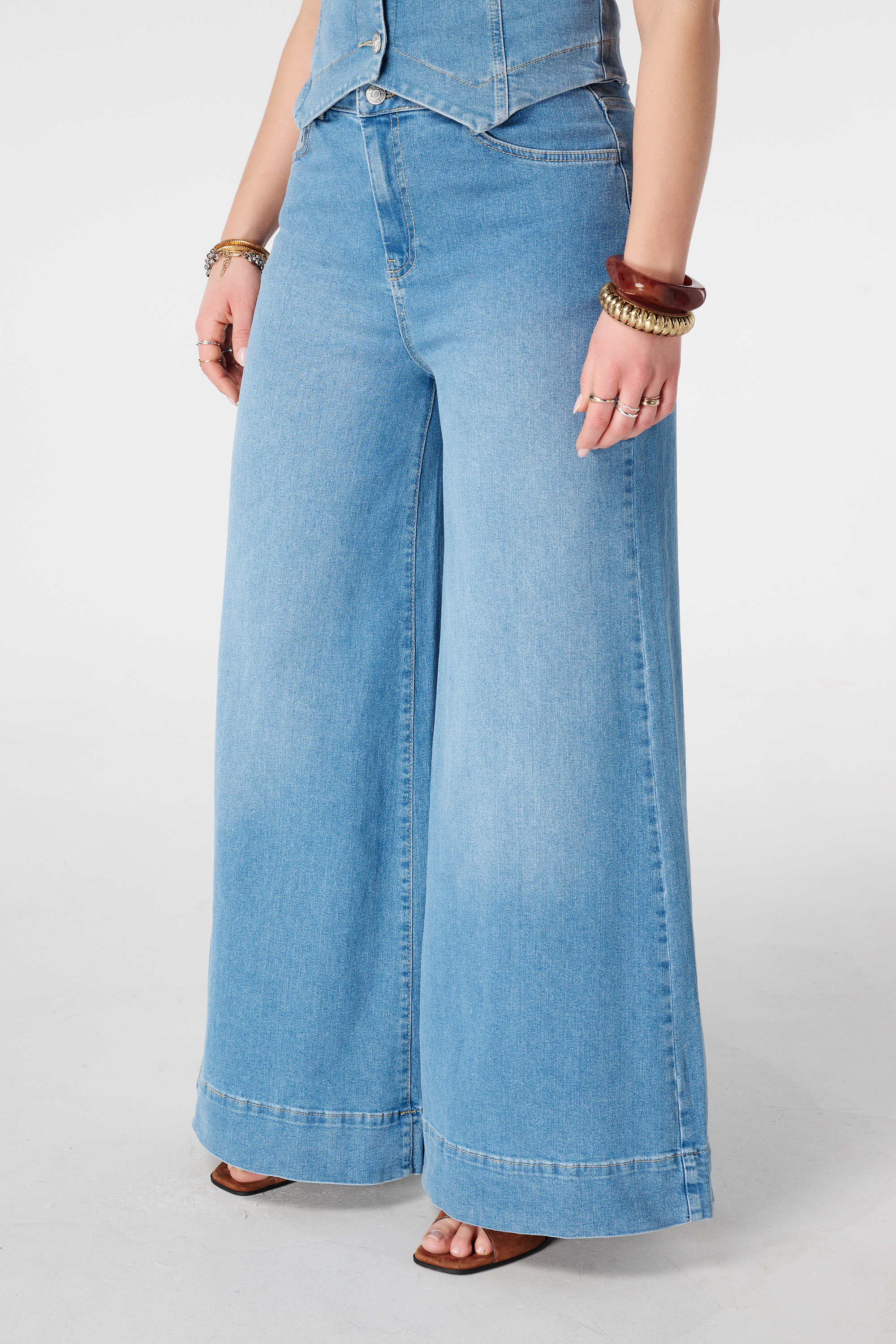 Dames Wide leg jeans Stonewash Denim | MS Mode