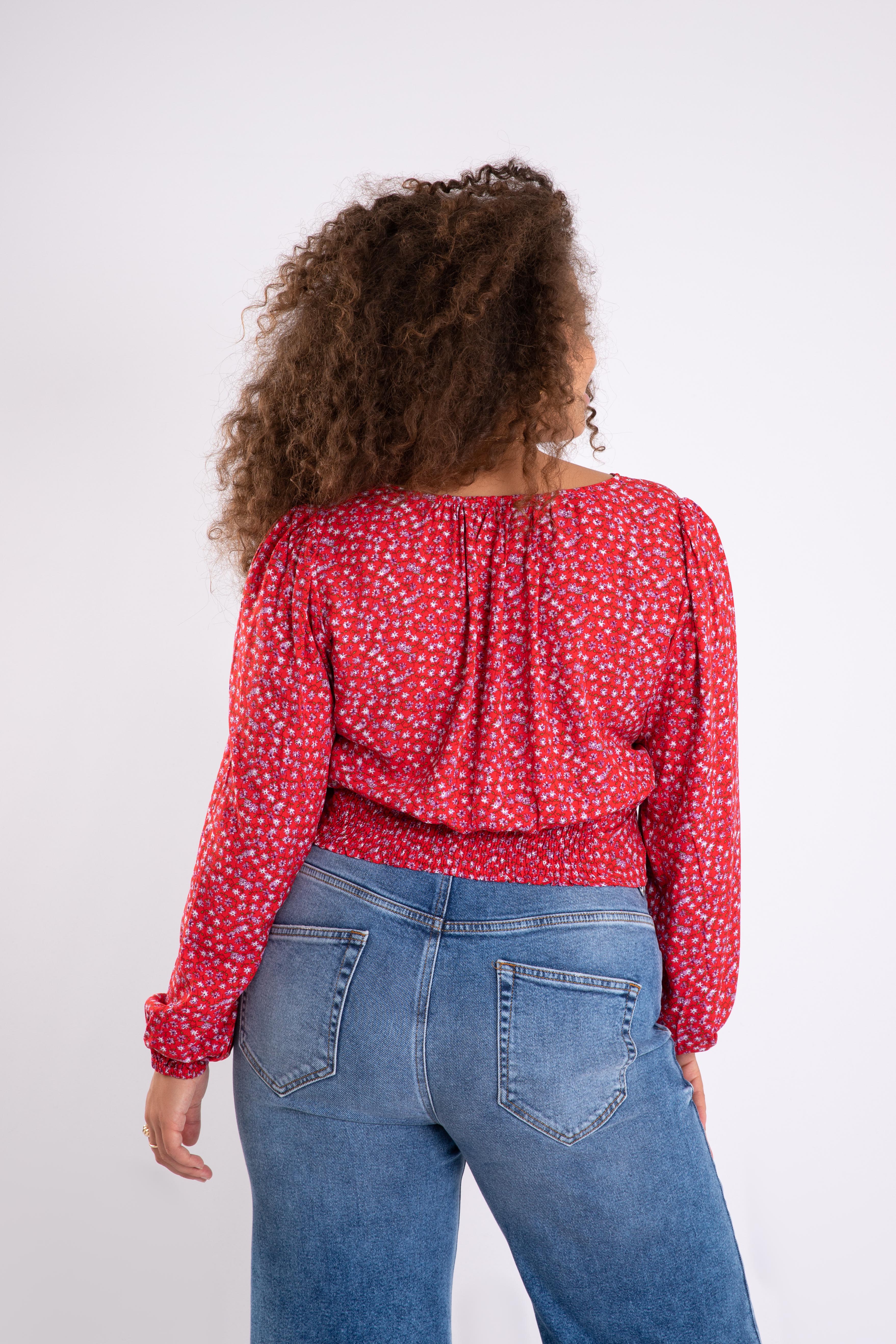 Korte blouse met bloemenprint image number 3