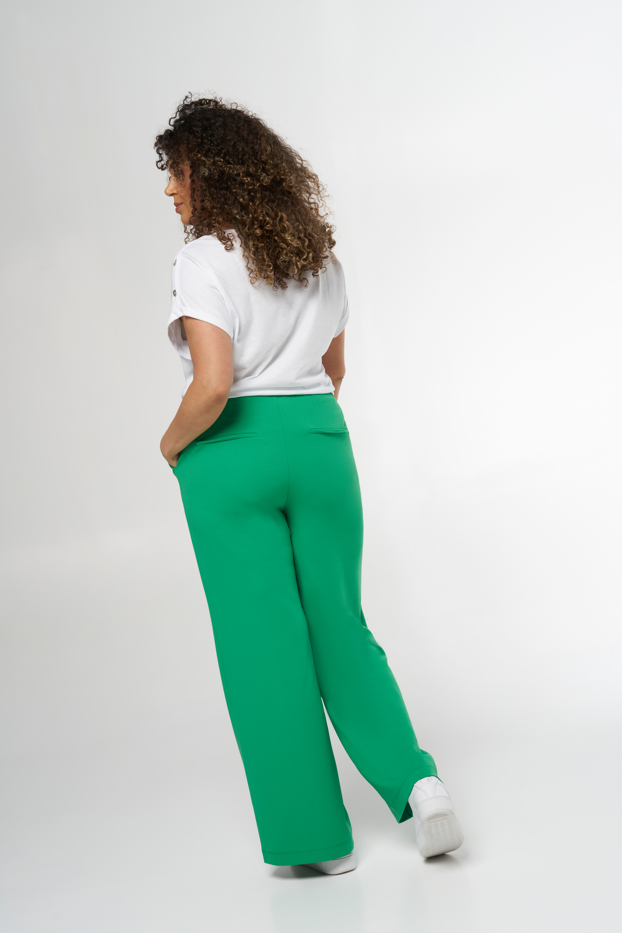 Zomer Vrouwen Casual Broek Mode Verstoorde Opgestikte Zakken Elastische Mid Taille Wijde Pijpen Broek Dames Losse Slijtage Vrouwelijke Broek (Color : Khaki, Size : XL