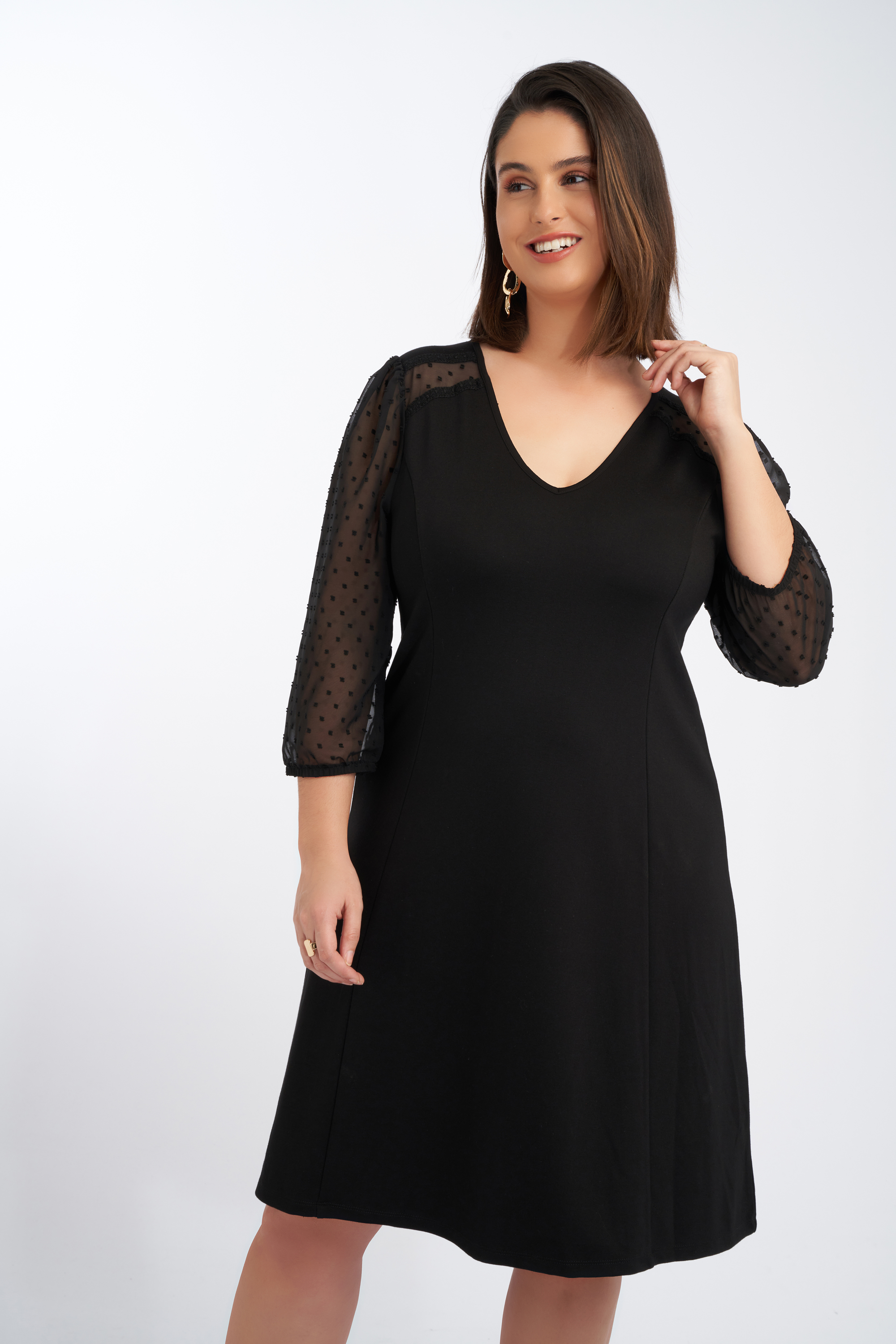 Dames Jurk met transparante mouwen MS Mode