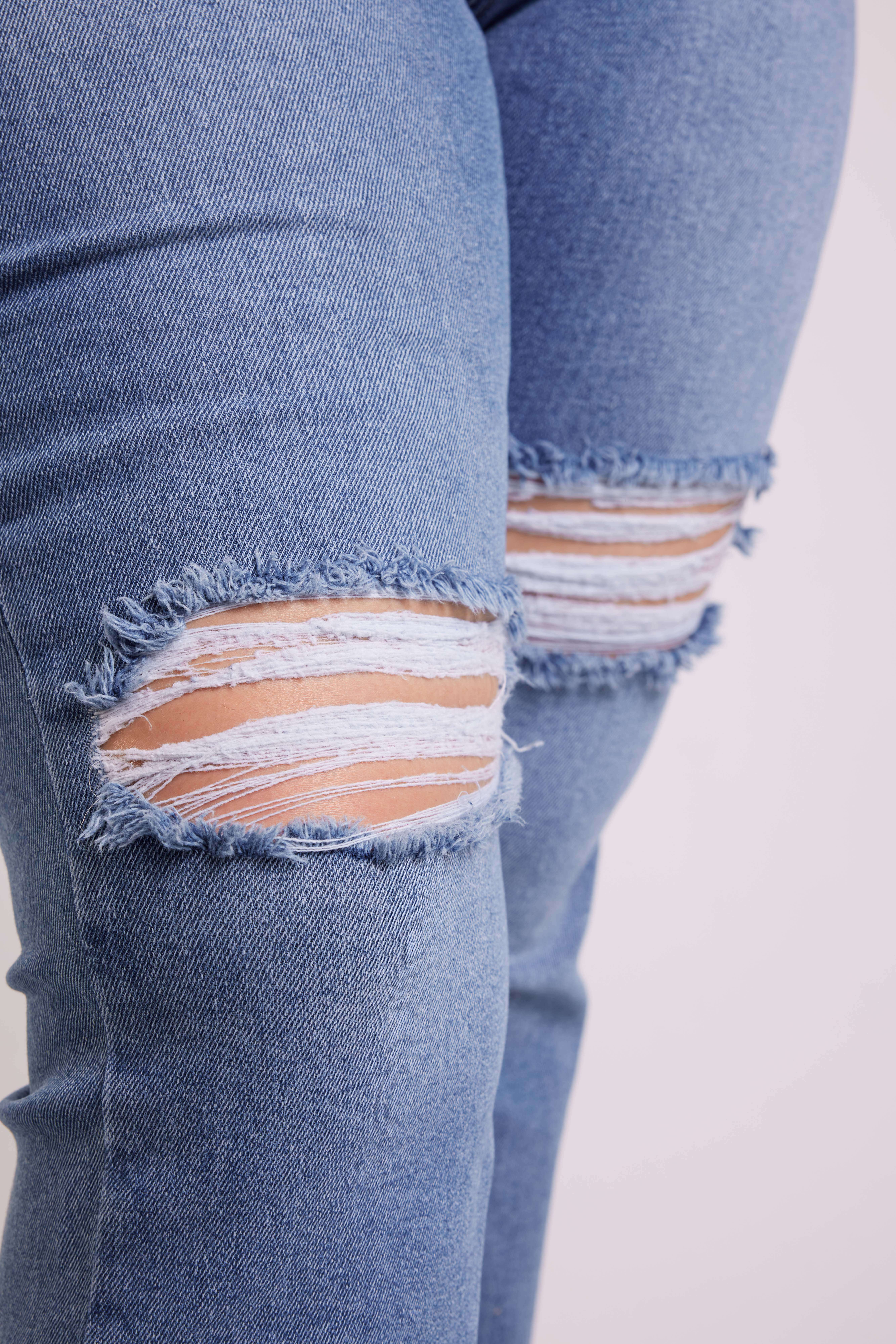 Wide leg jeans met destroyed details image number 4