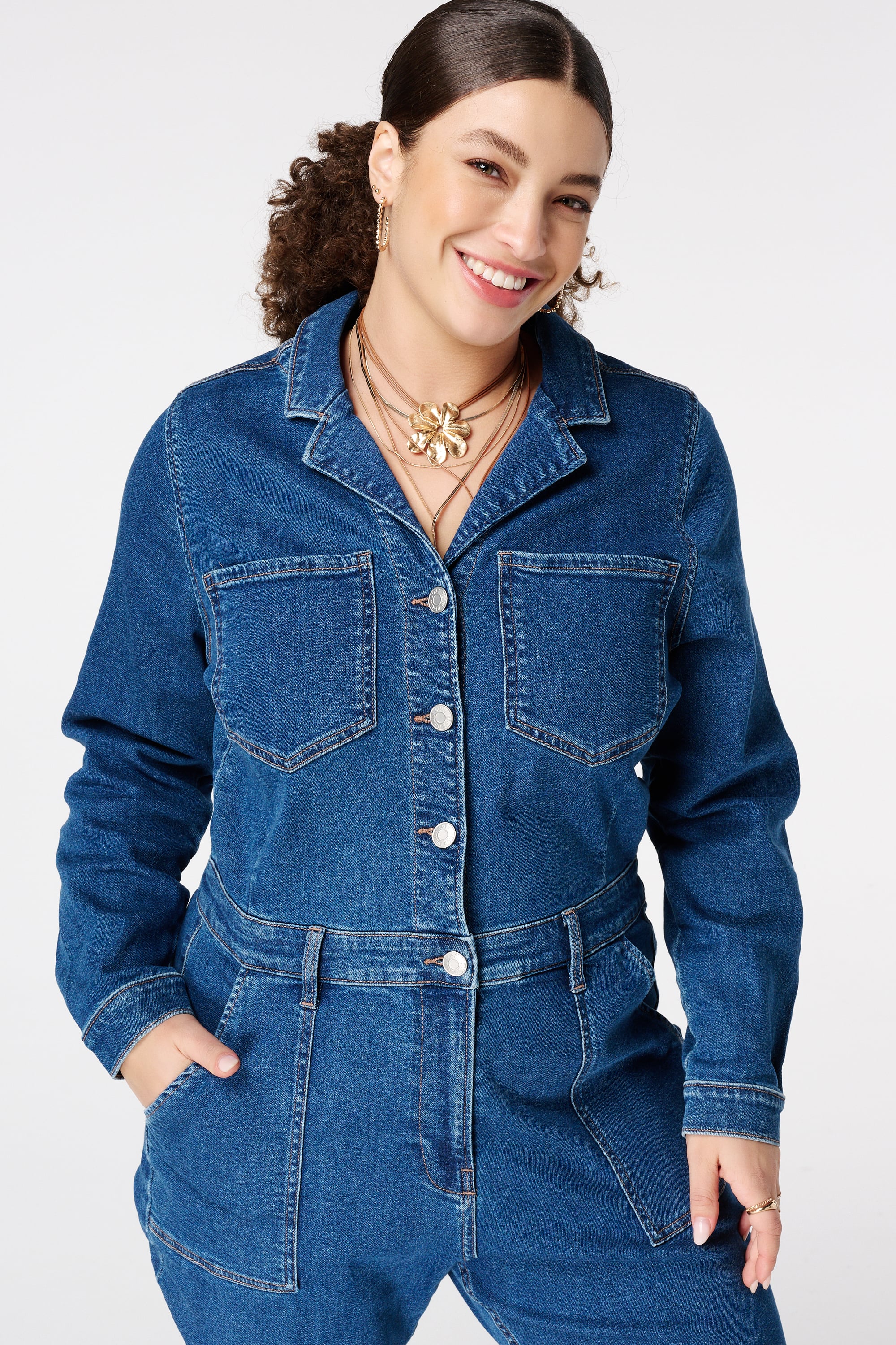 BLUE - 'DARCY' - ALL OVER DIAMONDS DENIM STRAPLESS JUMPSUIT - - Fashion Boutique