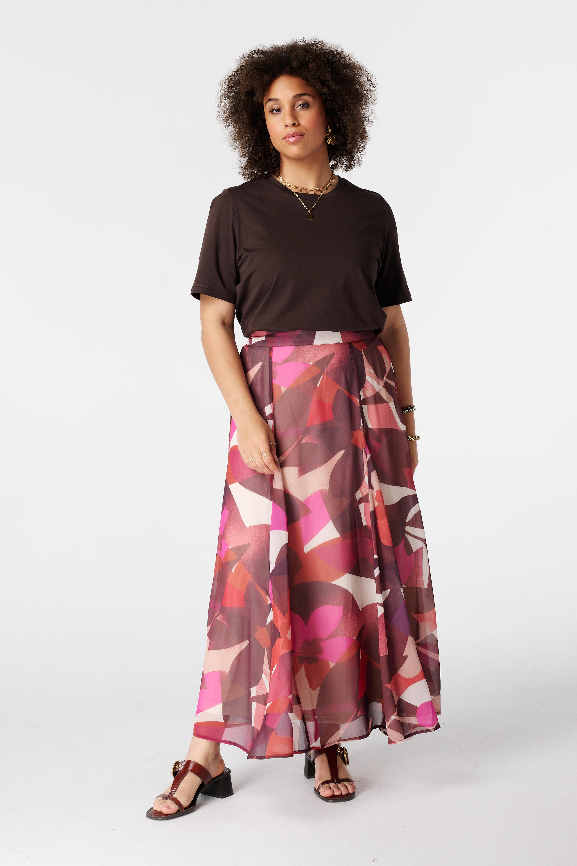 MS Mode - Femme - Jupe midi - Satinée - Imprimé