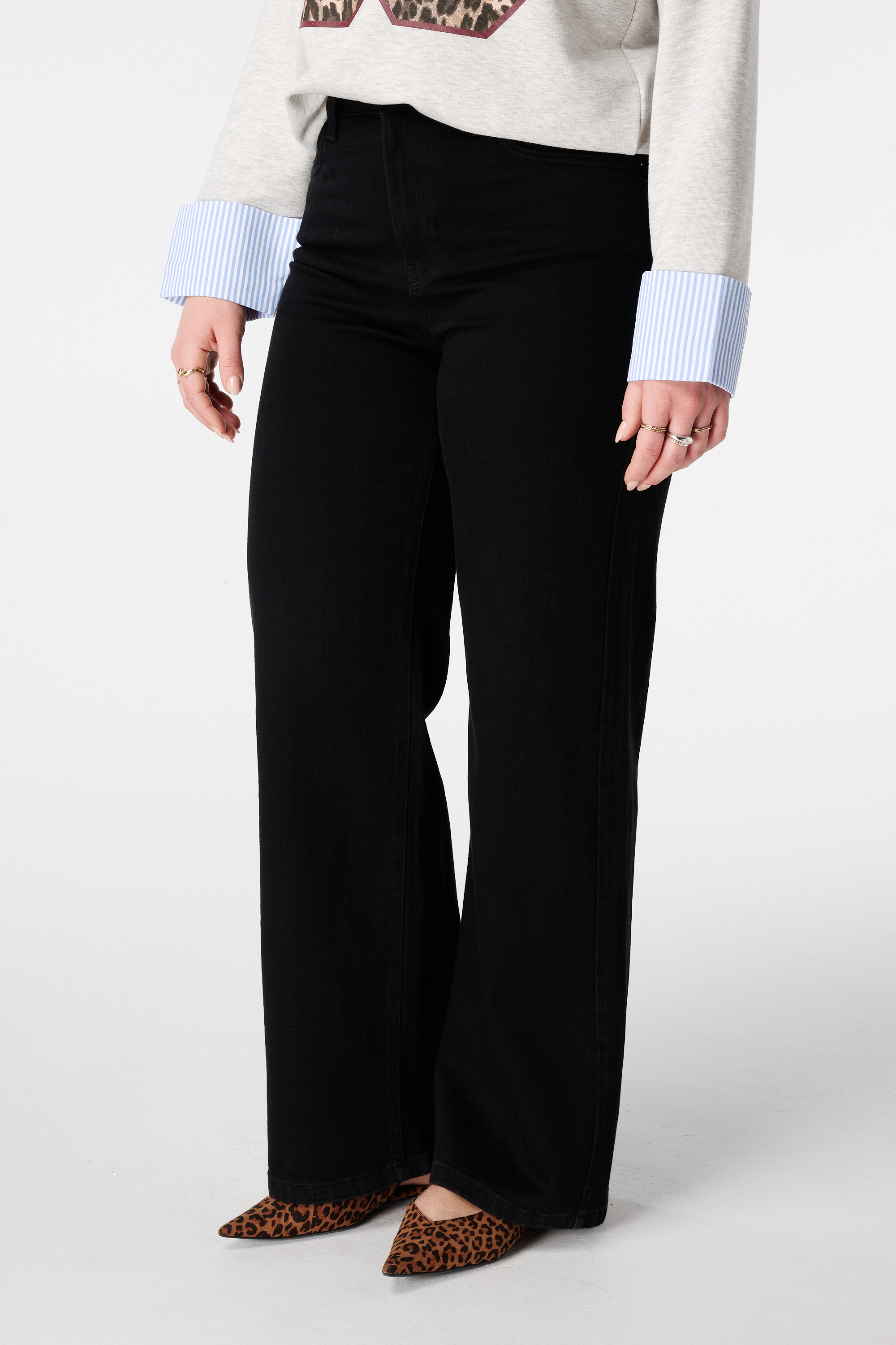 Dames Wide leg jeans IVY Zwart | MS Mode