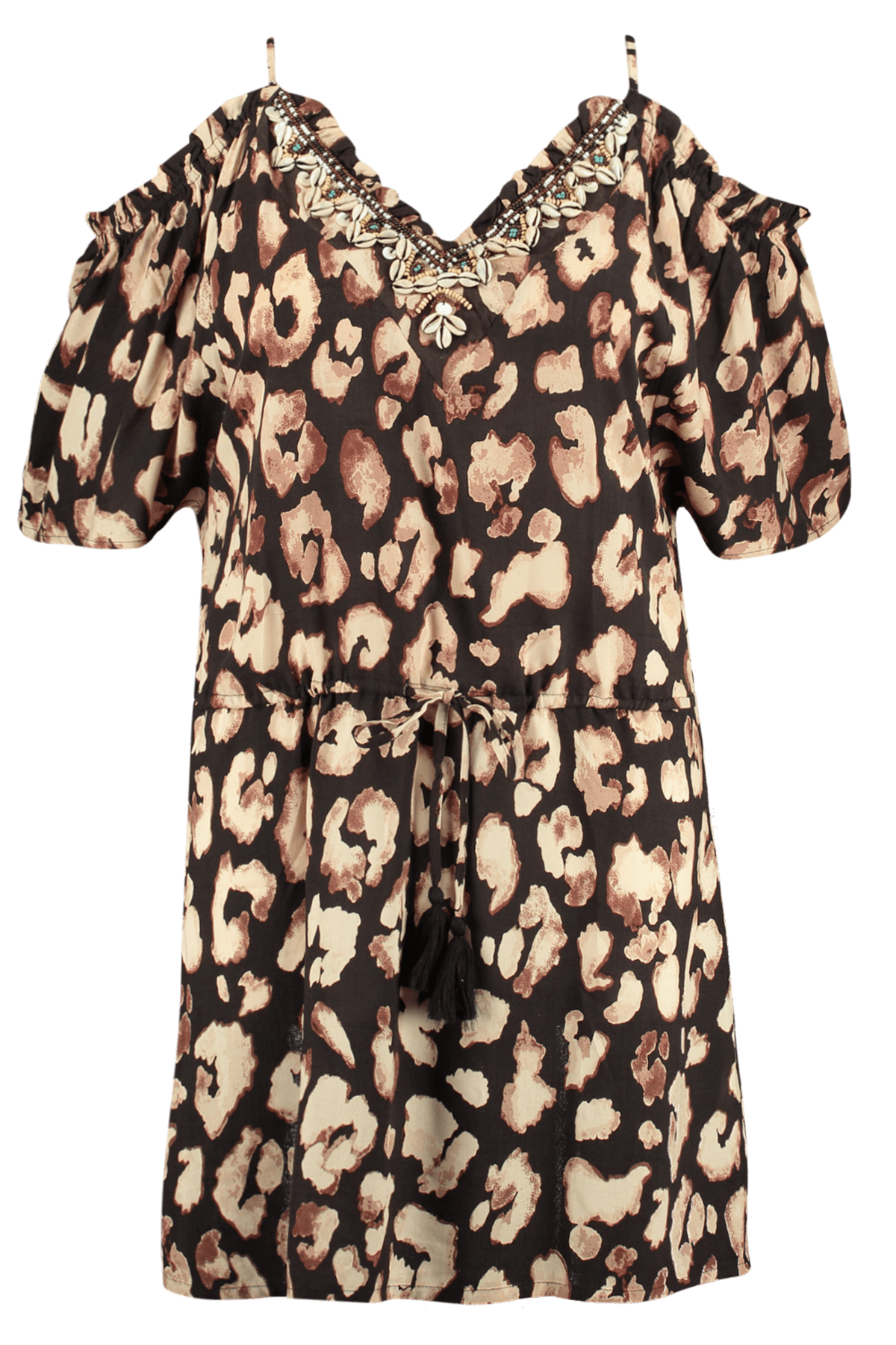 Cold shoulder blouse met luipaardprint image number 1